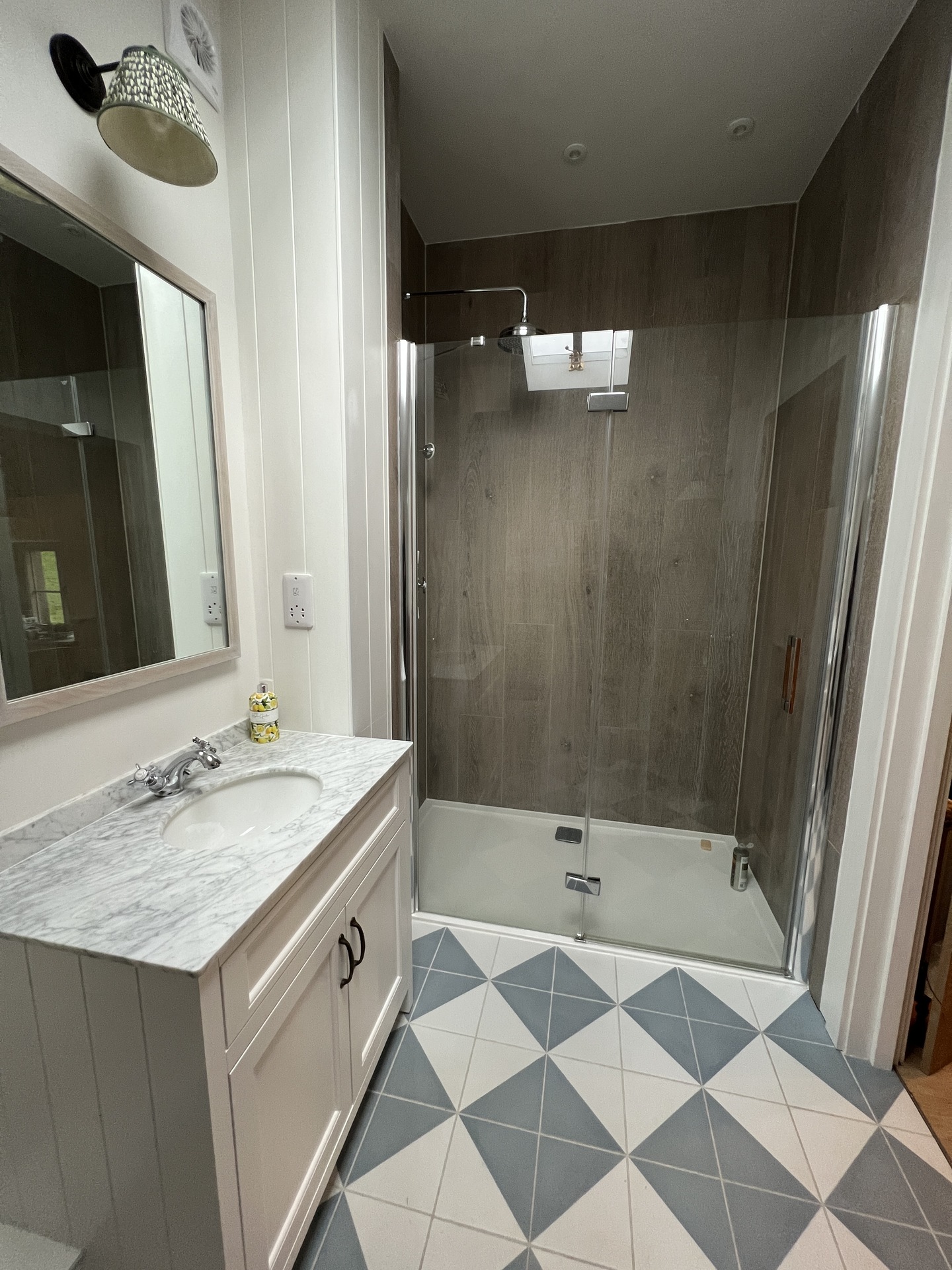 One of the completed bathrooms